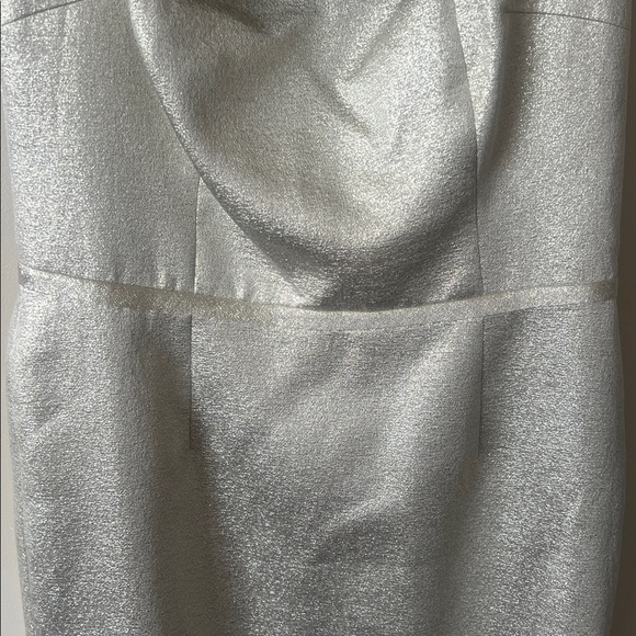 Rickie Freeman Teri Jon Champagne Shimmer Off Shoulder Column Dress Size 6 - Picture 13 of 13